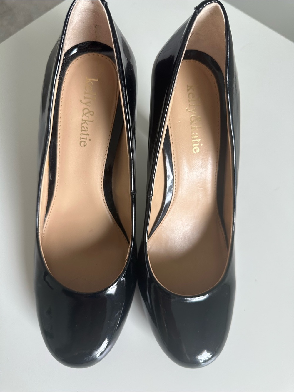 Kelly & Katie Black Patent Round Toe Stiletto Pumps | Classic Work Heels - Picture 2 of 16
